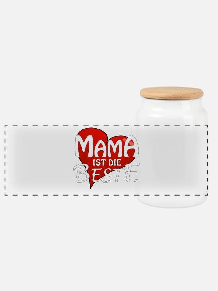 MAMA IST DIE BESTE - Panorama Keksdose mit Holzdeckel - Weiß