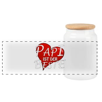 DADDY IS THE BEST - Panoramic Cookie Jar with Wooden Lid - white - Front