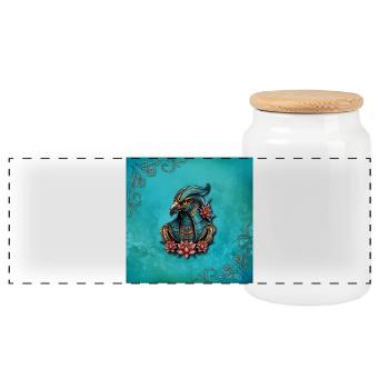 Egyptian falcon god. - Panoramic Cookie Jar with Wooden Lid - white - Front