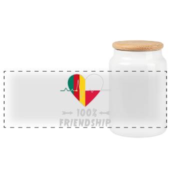 Cameroon and Poland 100% friendship - Panoramic Cookie Jar with Wooden Lid - white - Front