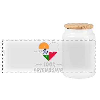 Indien und Polen 100% Freundschaft - Panorama Keksdose mit Holzdeckel - Weiß - Vorne