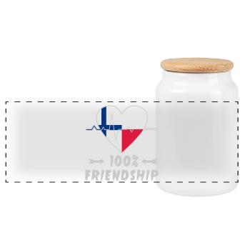 Finland and Poland 100% friendship - Panoramic Cookie Jar with Wooden Lid - white - Front