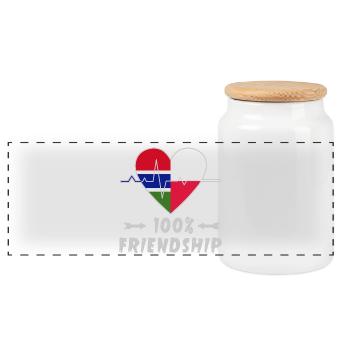 Gambia and Poland 100% friendship - Panoramic Cookie Jar with Wooden Lid - white - Front
