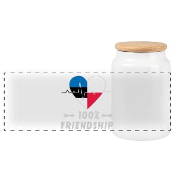 Estland und Polen 100% Freundschaft - Panorama Keksdose mit Holzdeckel - Weiß - Vorne
