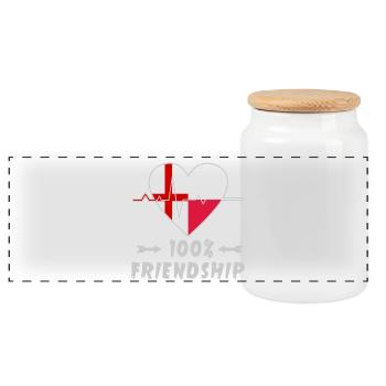 England and Poland 100% friendship - Panoramic Cookie Jar with Wooden Lid - white - Front