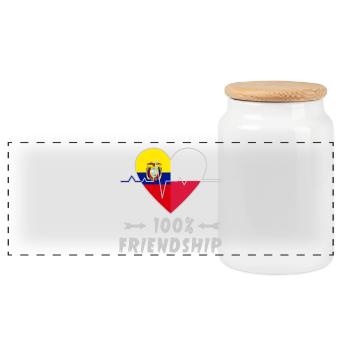 Ecuador und Polen 100% Freundschaft - Panorama Keksdose mit Holzdeckel - Weiß - Vorne