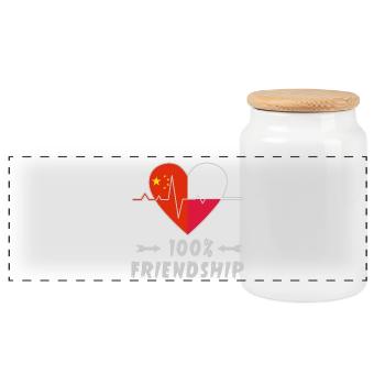 China und Polen 100% Freundschaft - Panorama Keksdose mit Holzdeckel - Weiß - Vorne