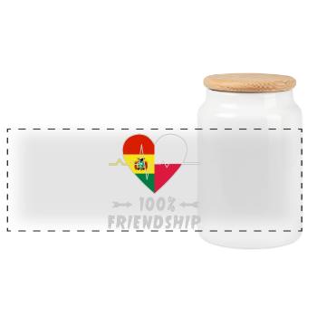 Bolivien und Polen 100% Freundschaft - Panorama Keksdose mit Holzdeckel - Weiß - Vorne