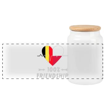 100 % amitié entre la Belgique et la Pologne - Boîte à biscuits avec couvercle en bois - blanc - Devant
