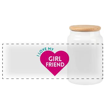 J’ADORE MA COPINE ! personnalisable - Boîte à biscuits avec couvercle en bois - blanc - Devant