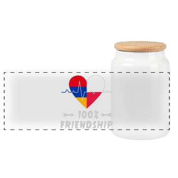 Armenia and Poland 100% friendship - Panoramic Cookie Jar with Wooden Lid - white - Front