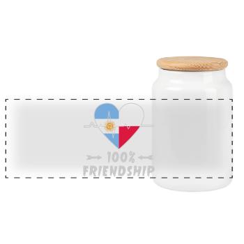 Argentinien und Polen 100% Freundschaft - Panorama Keksdose mit Holzdeckel - Weiß - Vorne
