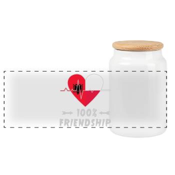Albania and Poland 100% friendship - Panoramic Cookie Jar with Wooden Lid - white - Front