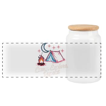 Camp Explore Repeat - Panoramic Cookie Jar with Wooden Lid - white - Front
