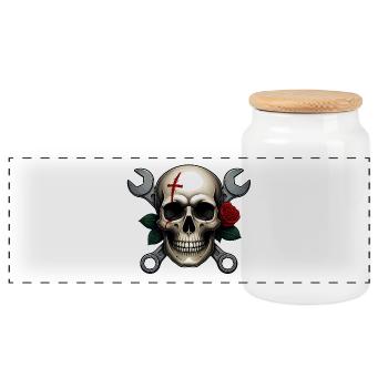 Skull Art - Moderner Totenkopf im Dual-Color Desig - Panorama Keksdose mit Holzdeckel - Weiß - Vorne