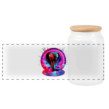 Snake (02) - Panoramic Cookie Jar with Wooden Lid - white - Front
