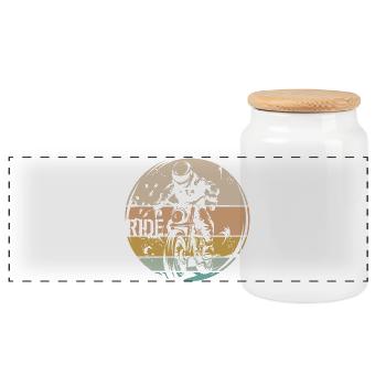 Retro Motorcyclist – Ride | Cafe Racer & Chopper - Panoramic Cookie Jar with Wooden Lid - white - Front