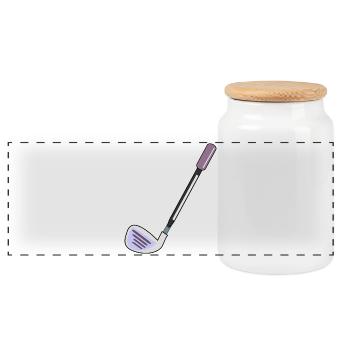GOLF CLUBS PLAYING GOLF - Panoramic Cookie Jar with Wooden Lid - white - Front