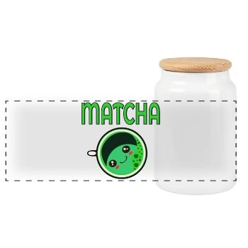 KAWAII MATCHA GRÜNER TEE - Panorama Keksdose mit Holzdeckel - Weiß - Vorne