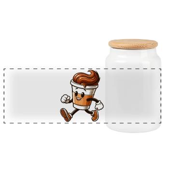 Tasse à café Tasse à café Running Gift - Boîte à biscuits avec couvercle en bois - blanc - Devant