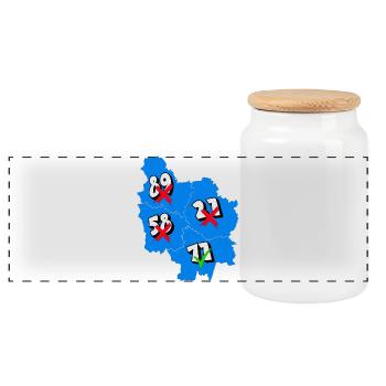 Région Bourgogne - Boîte à biscuits avec couvercle en bois - blanc - Devant