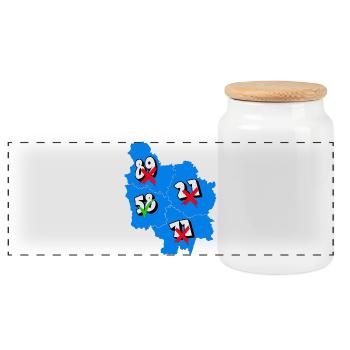 Région Bourgogne - Boîte à biscuits avec couvercle en bois - blanc - Devant