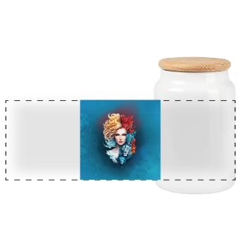 Œil de Danion et cheveux étoilés - Boîte à biscuits avec couvercle en bois - blanc - Devant