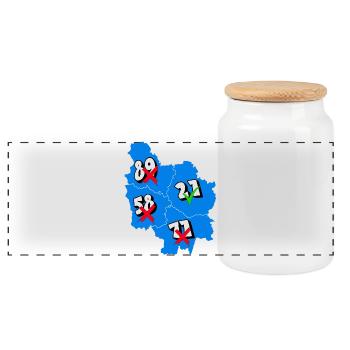 Région Bourgogne - Boîte à biscuits avec couvercle en bois - blanc - Devant