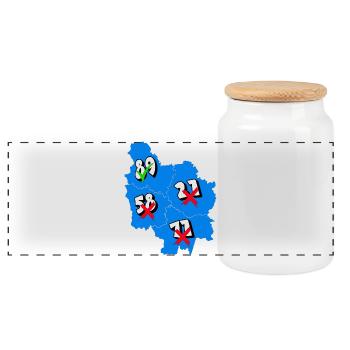 Région Bourgogne - Boîte à biscuits avec couvercle en bois - blanc - Devant