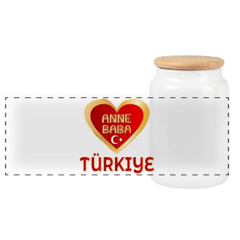 TURKISH PARENTS TÜRKIYE ANNE BABA - Panoramic Cookie Jar with Wooden Lid - white - Front