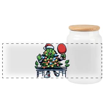 Table Tennis Christmas Tree Costume Christmas Tree - Panoramic Cookie Jar with Wooden Lid - white - Front