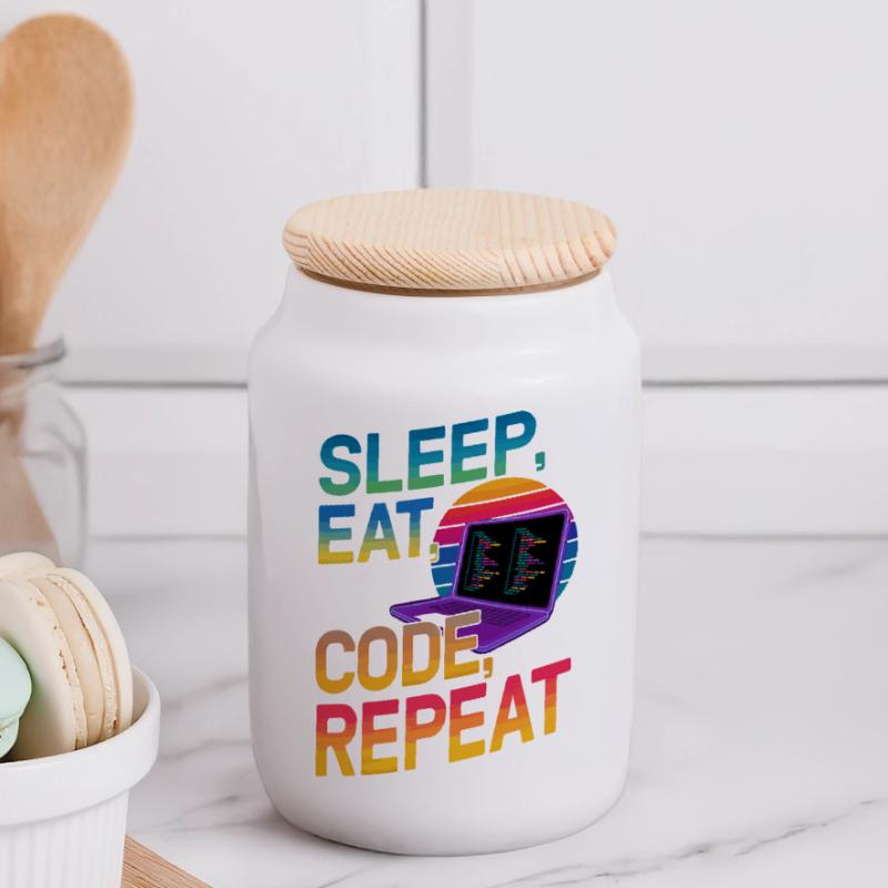 Sleep Eat Code Repeat Gift pour Coder Boîte à biscuits avec couvercle en bois