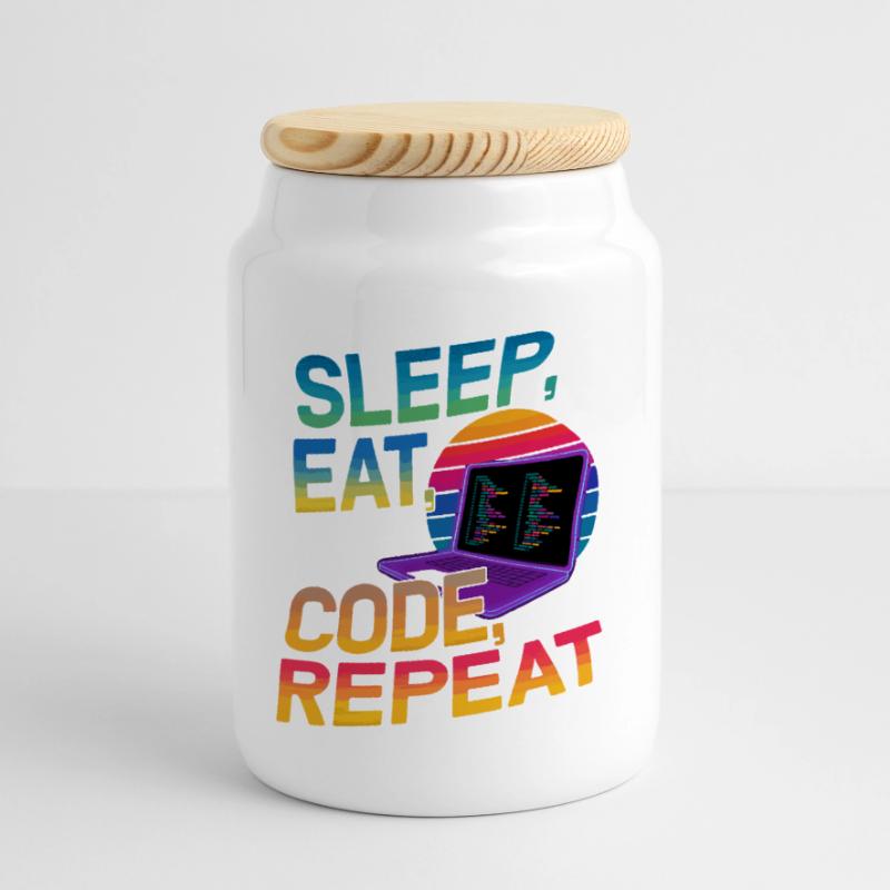 Sleep Eat Code Repeat Gift pour Coder Boîte à biscuits avec couvercle en bois
