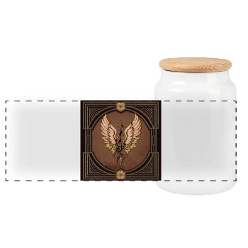 Treble clef, the key to imagination. - Panoramic Cookie Jar with Wooden Lid - white - Front