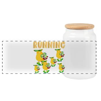 FUNNY TEAM RUNNING GROUP ATHLETE - Panoramic Cookie Jar with Wooden Lid - white - Front