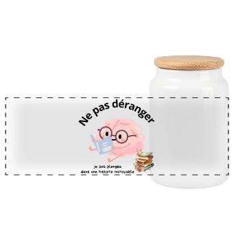 Ne pas déranger lecture - Boîte à biscuits avec couvercle en bois - blanc - Devant