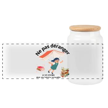Ne pas déranger lecture - Boîte à biscuits avec couvercle en bois - blanc - Devant
