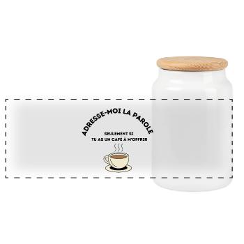 Café à offrir - Boîte à biscuits avec couvercle en bois - blanc - Devant