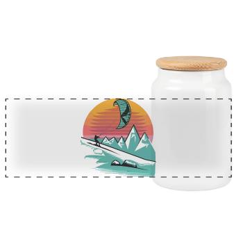 Snowkite Coucher de soleil minimaliste - Boîte à biscuits avec couvercle en bois - blanc - Devant