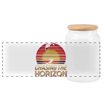 Sunset Kite Surfer Design - Panoramic Cookie Jar with Wooden Lid - white - Front
