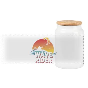 Sunset Wave Rider Kiteboarding Design - Panoramic Cookie Jar with Wooden Lid - white - Front