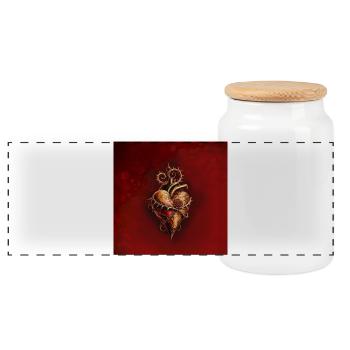 Heart of passion, romance and love. - Panoramic Cookie Jar with Wooden Lid - white - Front