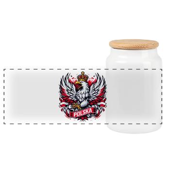 Pologne Polska aigle emblème drapeau drapeau cadeau - Boîte à biscuits avec couvercle en bois - blanc - Devant