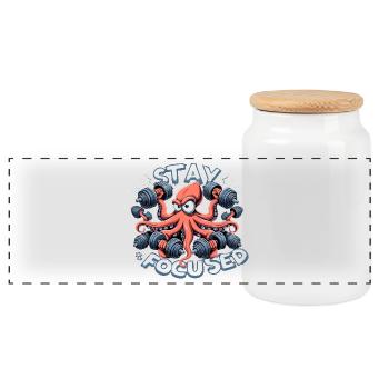 Focus Octopus Octopus Drôle Gym Fitness Cadeau - Boîte à biscuits avec couvercle en bois - blanc - Devant