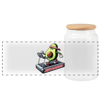 Avocardio Cardio Avocado witzig Gym Geschenk - Panorama Keksdose mit Holzdeckel - Weiß - Vorne