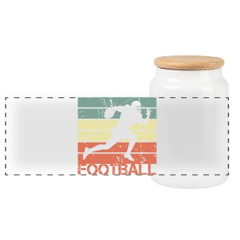 American Footballer - Panoramic Cookie Jar with Wooden Lid - white - Front