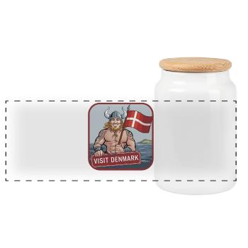 Visiter le Danemark Viking Dannebrog Danemark Vacances - Boîte à biscuits avec couvercle en bois - blanc - Devant