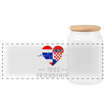 Thailand and Croatia 100% friendship - Panoramic Cookie Jar with Wooden Lid - white - Front