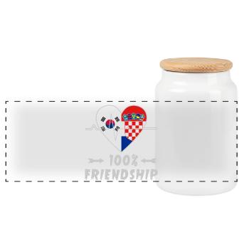 Südkorea und Kroatien 100% Freundschaft - Panorama Keksdose mit Holzdeckel - Weiß - Vorne