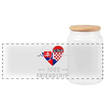 Slowakei und Kroatien 100% Freundschaft - Panorama Keksdose mit Holzdeckel - Weiß - Vorne